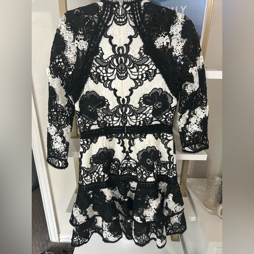 Like new Alexis black and white lace dress size medium - Picture 4 of 5